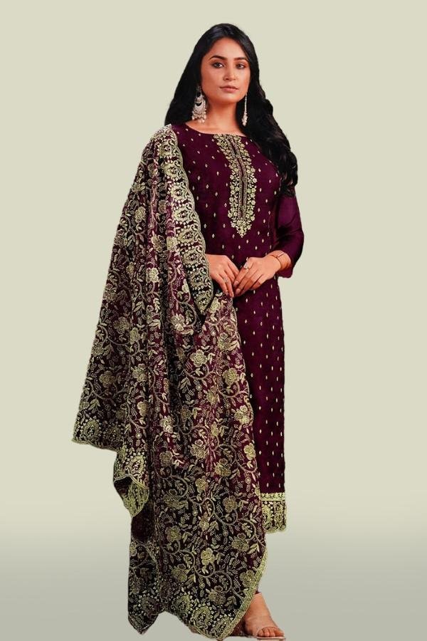 Eid Special Gold Shiffon Semi Stitched Salwar Suit