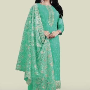 Eid Special Gold Shiffon Semi Stitched Salwar Suit