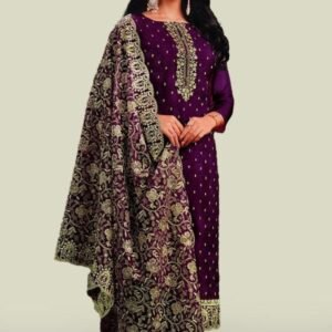 Eid Special Gold Shiffon Semi Stitched Salwar Suit