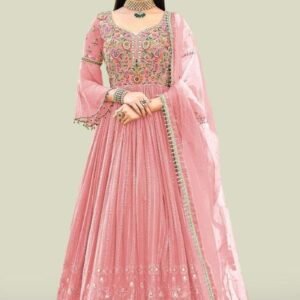 New Georgette Anarkali Suit With Embroidery And Sequin Work