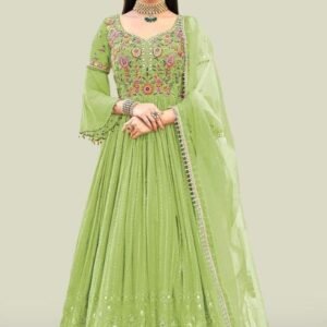 New Georgette Anarkali Suit With Embroidery And Sequin Work